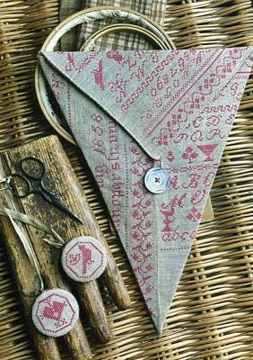 STACY NASH DESIGNS "Luise Konig Redwork Sewing Pocket & Fob" Counted Cross Stitch Pattern, Chart, Needlework Market 2023, Pattern Only