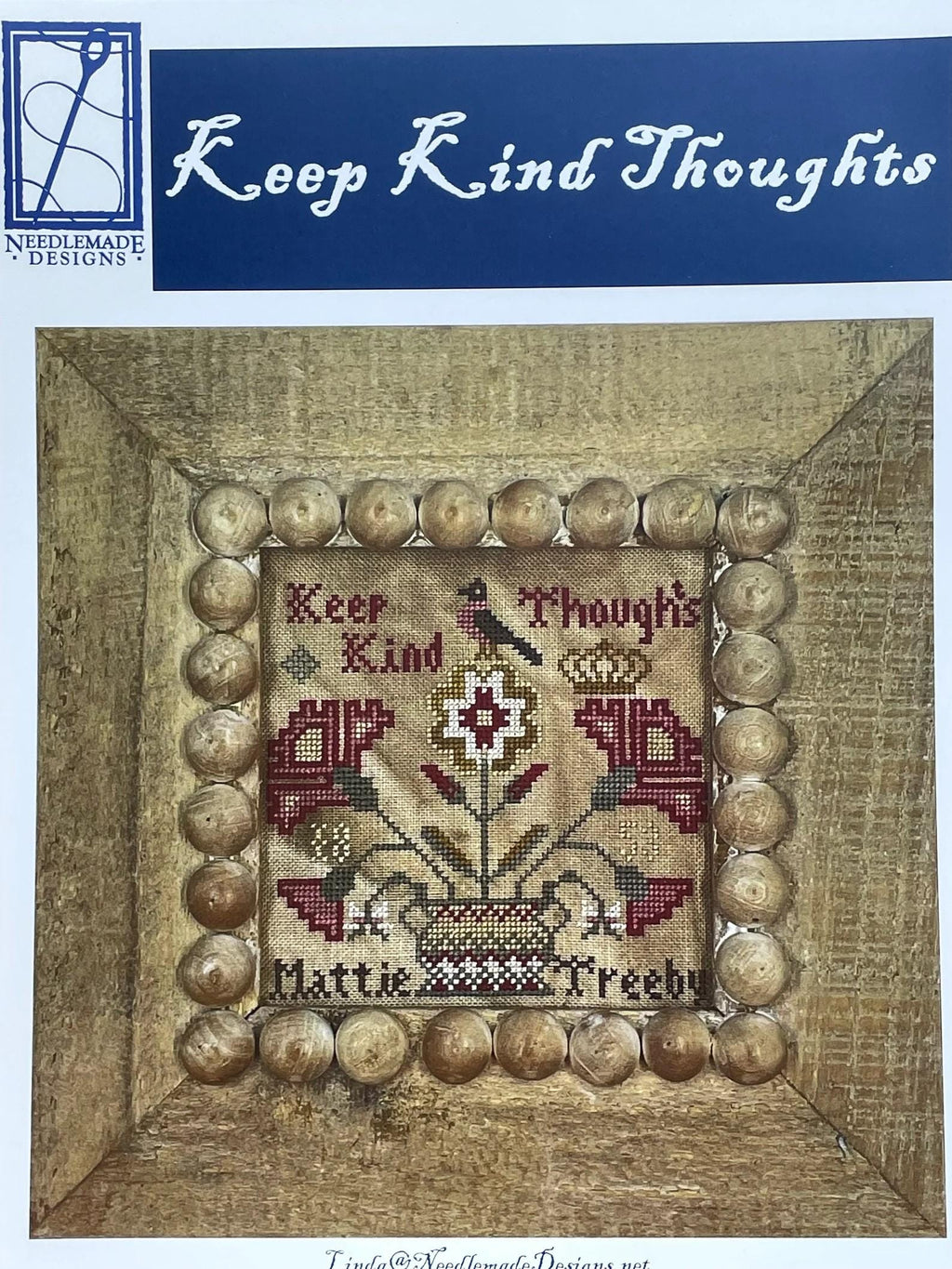 NEEDLEMADE DESIGNS "Keep Kind Thoughts" Counted Cross Stitch Pattern, Sampler, Pattern Only