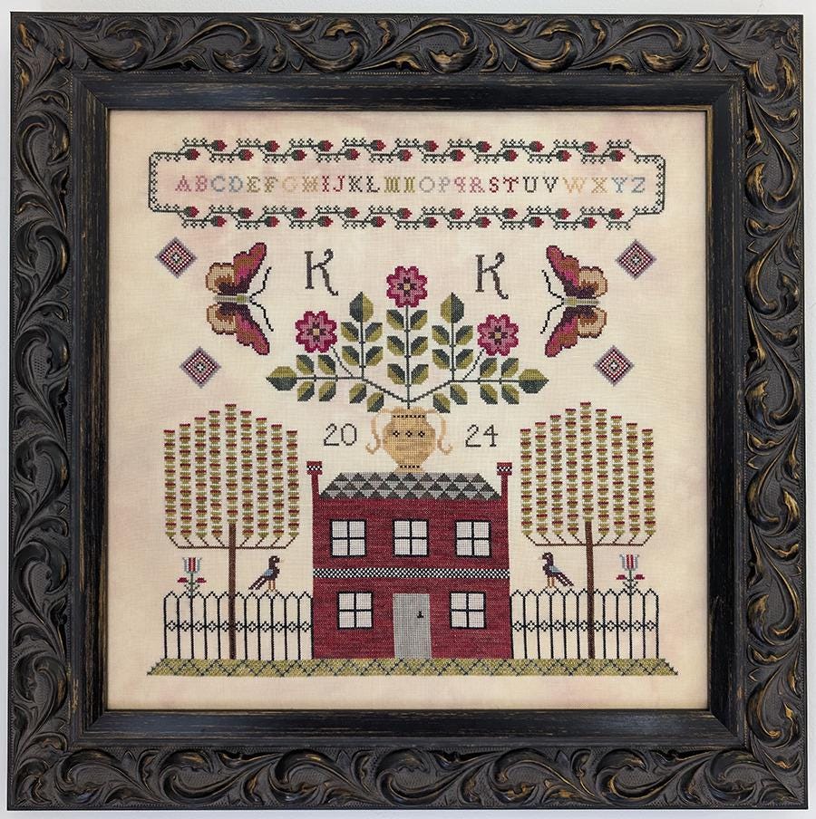 FOX AND RABBIT "Butterflies and Blooms" Counted Cross Stitch Pattern, Sampler, Chart, Pattern Only
