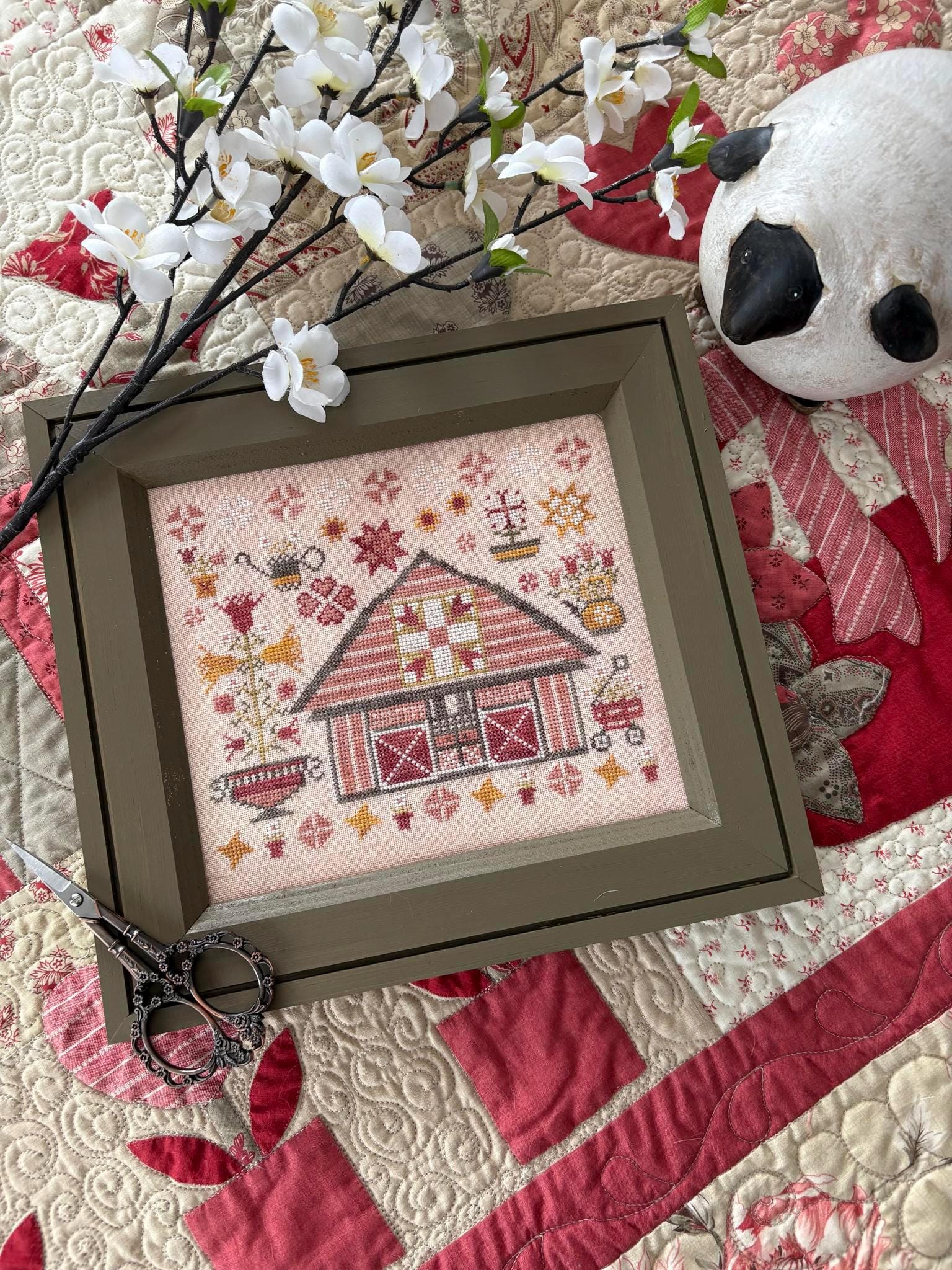 Pansy Patch Quilts and Stitchery "Spring Quilt Barn" Counted Cross Stitch Pattern, Spring, Flowers, Pattern Only