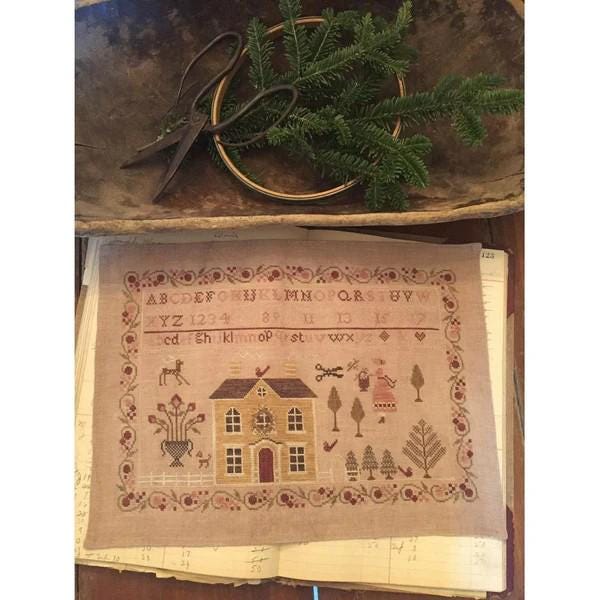 STACY NASH PRIMITIVES "Gathering the Greens Sampler" counted cross stitch pattern, chart, Sampler, Pattern Only