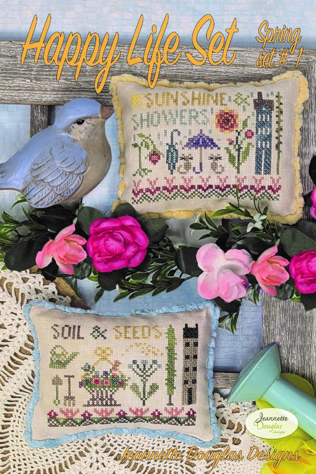 JEANNETTE DOUGLAS DESIGNS "Happy Life Set - Spring #1", Counted Cross Stitch Pattern, Nashville Needlework Market 2025, Pattern Only
