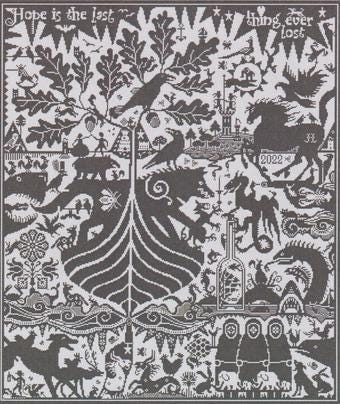LONG DOG SAMPLERS "Ragnarok"  Counted Cross Stitch Pattern  Sampler, Chart, Pattern Only