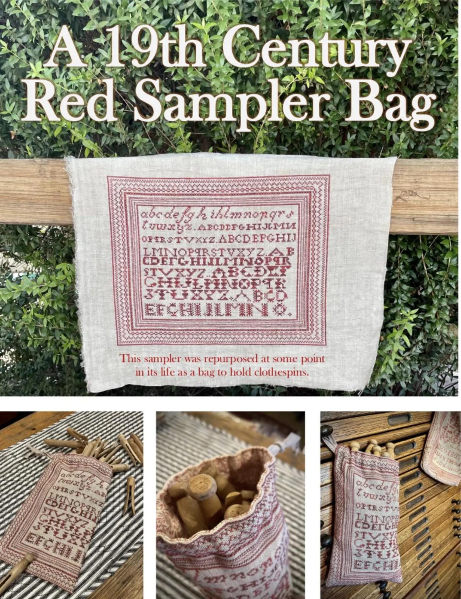NEEDLEWORK PRESS "A 19th Century Red Sampler Bag" Counted Cross Stitch Pattern, NeedleWorkPress, Nashville Market 2025, Pattern Only