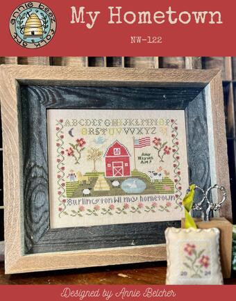 ANNIE BEEZ Folk Art "My Hometown" Counted Cross Stitch Pattern, A Modern Schoolgirl Sampler, Nashville Market 2025, Pattern Only