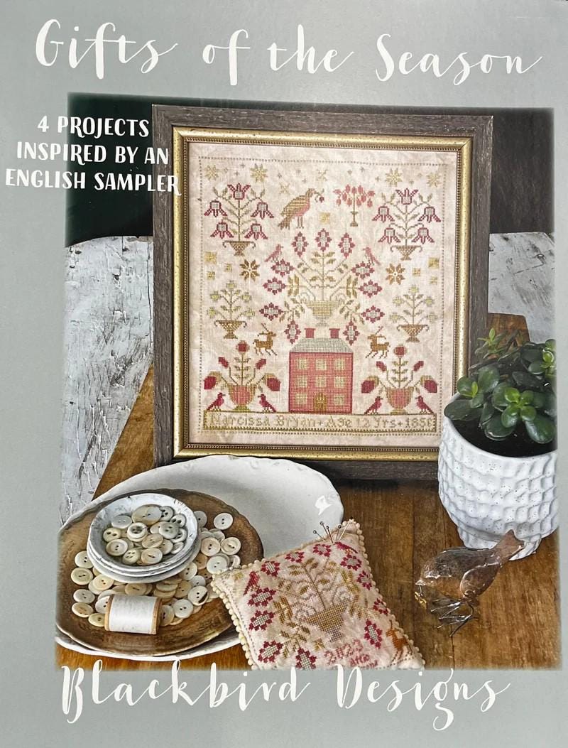 BLACKBIRD DESIGNS " Gifts of the Season"  Counted Cross Stitch Pattern, 4 Projects, Nashville Market 2025, Sampler, Pattern Only