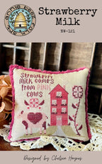 ANNIE BEEZ Folk Art "Strawberry Milk" Counted Cross Stitch Pattern, Chart, Cow, Pink Farm, Nashville Market 2025, Pattern Only