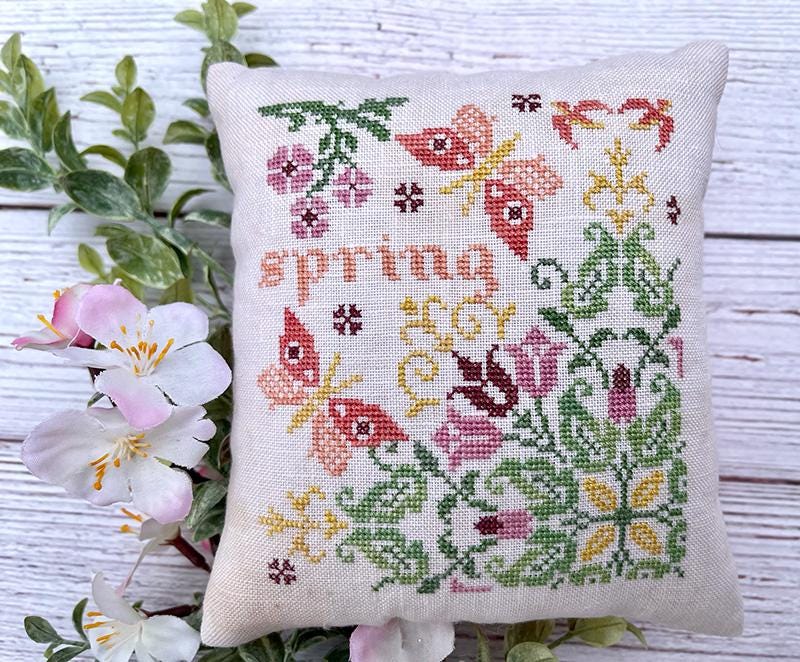 JAN HICKS CREATES! "Springtime Sunshine" Counted Cross Stitch Pattern, Chart, Sampler, Pattern Only