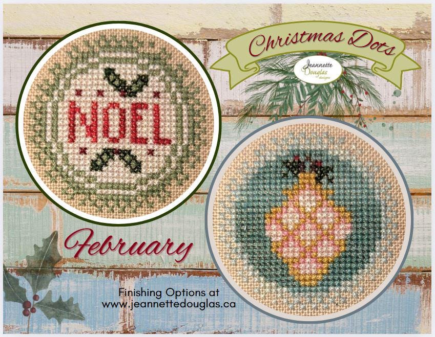 JEANNETTE DOUGLAS DESIGNS "Christmas Dots February" Counted Cross Stitch Pattern, Nashville Needlework Market 2025, Pattern Only