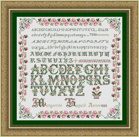 Reflets de Soie ~ Marguerite Bayard 1888 ~ Counted Cross Stitch Pattern, Chart, French Sampler Revisited, Maison Choisel, Pattern Only