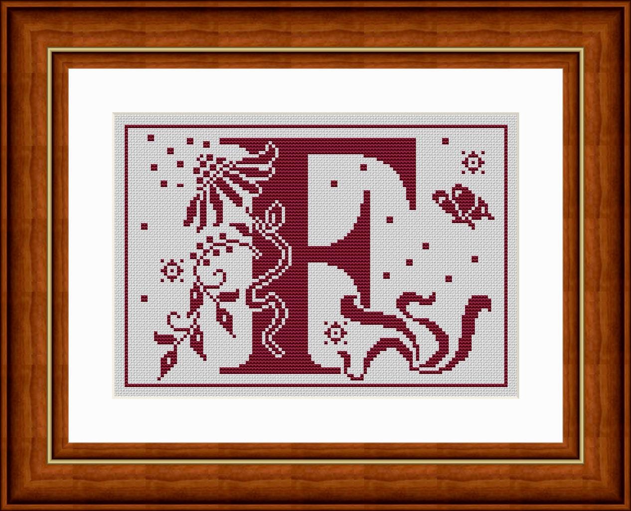 Reflets de Soie ~ Alphabet Romantique ~ F ~ Counted Cross Stitch Pattern, Chart, Maison Choisel, Pattern Only