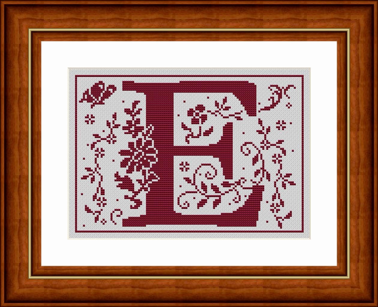 Reflets de Soie ~ Alphabet Romantique ~ E ~ Counted Cross Stitch Pattern, Chart, Maison Choisel, Pattern Only