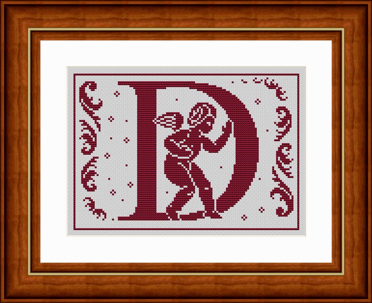 Reflets de Soie ~ Alphabet Romantique ~ D ~ Counted Cross Stitch Pattern, Maison Choisel, Chart, Pattern Only