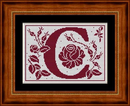 Reflets de Soie ~ Alphabet Romantique ~ C ~ Counted Cross Stitch Pattern, Maison Choisel, Chart, Pattern Only