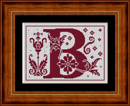 Reflets de Soie ~ Alphabet Romantique ~ B ~ Counted Cross Stitch Pattern, Maison Choisel, Chart, Pattern Only