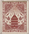 Modern Folk Embroidery "House of Hearts" Counted Cross Stitch Pattern, Monochromatic, Pattern Only