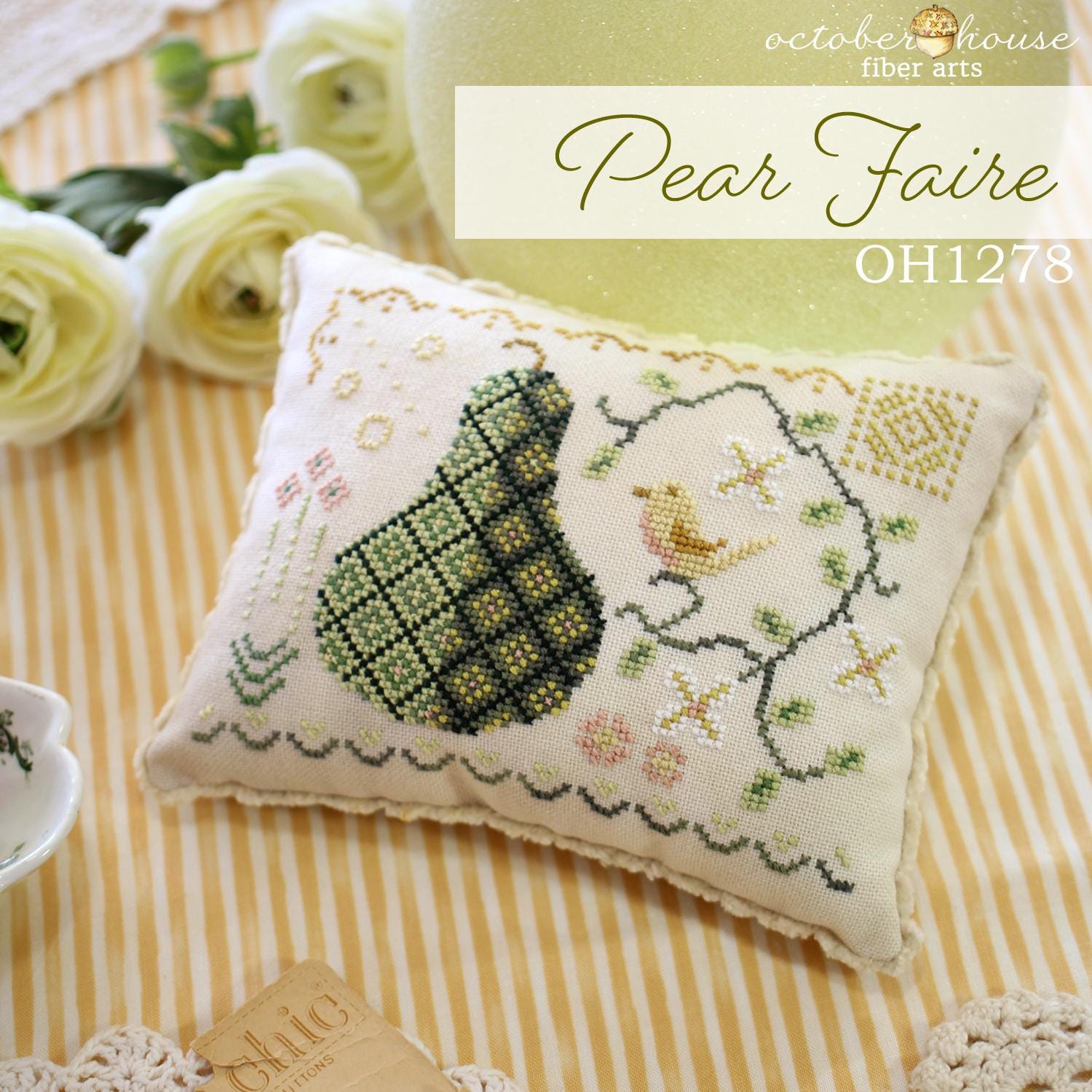 OCTOBER HOUSE "Pear Faire" Counted Cross Stitch Pattern, Faire Series, Nashville Needlework Market 2025, Pattern Only