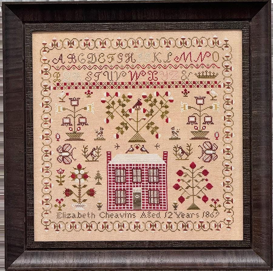 FOX AND RABBIT "Elizabeth Cheavins 1869" Counted Cross Stitch Pattern, Reproduction Sampler, Chart, Pattern Only