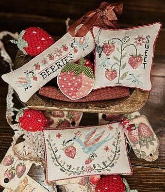 QUAINT ROSE NEEDLEARTS "Strawberry Thieves Pin Keeps" Counted Cross Stitch Pattern, Nashville Needlework Market 2025, Chart, Pattern Only