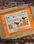 Robin Pickens "Seasonal Courier Duos: Autumn Blackbirds", Counted Cross Stitch, Halloween, Fall, Autumn, Chart, Pattern Only