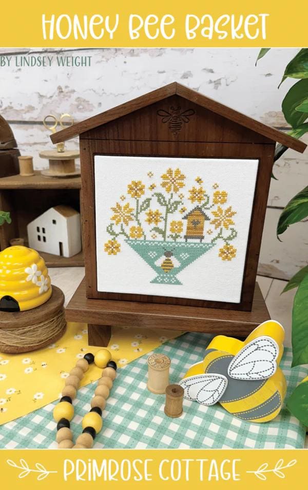PRIMROSE COTTAGE STITCHES "Honey Bee Basket" Counted Cross Stitch Pattern, Chart and Pattern Only