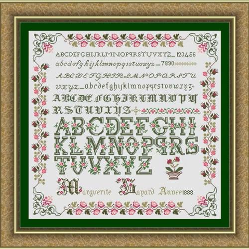 Reflets de Soie ~ Marguerite Bayard 1888 ~ Counted Cross Stitch Pattern, Chart, French Sampler Revisited, Maison Choisel, Pattern Only
