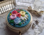Hand Embroidered Trinket, Jewelery Box, Jewelery Trinket, Hand Embroidered Accessory Storage