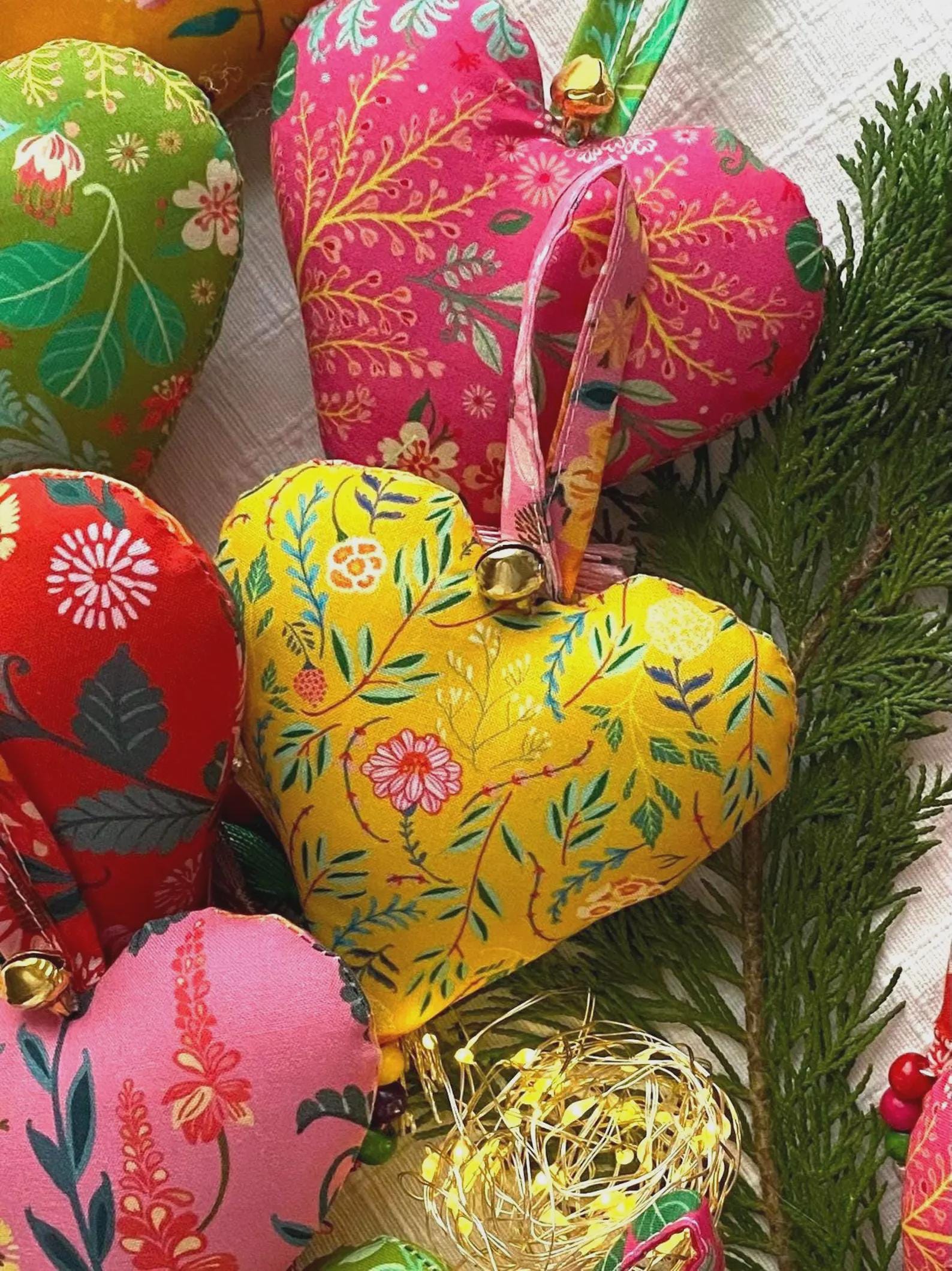 Handmade Heart Decorations x12, Unique Set of 12 Love Heart Ornaments, Home Decor, Lovers Gifts for Her, Eclectic Home Decor