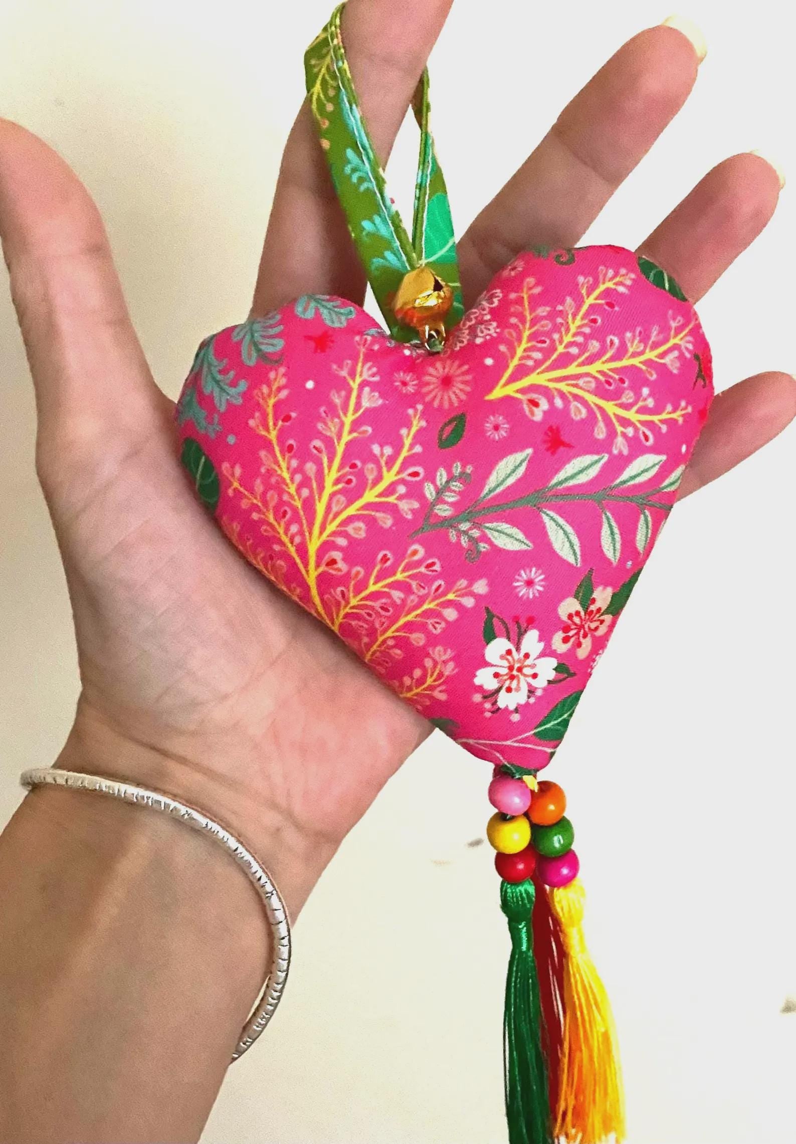 Handmade Heart Decorations x12, Unique Set of 12 Love Heart Ornaments, Home Decor, Lovers Gifts for Her, Eclectic Home Decor
