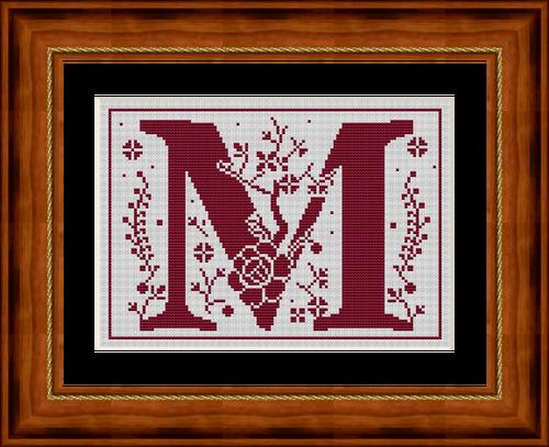 Reflets de Soie ~ Alphabet Romantique ~ M ~ Counted Cross Stitch Pattern, Chart, Maison Choisel, Pattern Only