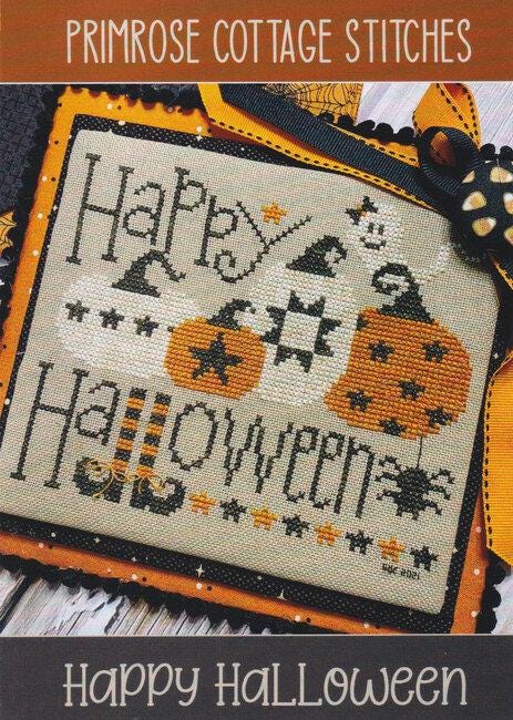 PRIMROSE COTTAGE STITCHES "Happy Halloween" Counted Cross Stitch Pattern, Chart, Pattern Only