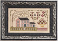 FOX AND RABBIT "Audie's Pink House" Counted Cross Stitch Pattern, Sampler, Chart, Pattern Only