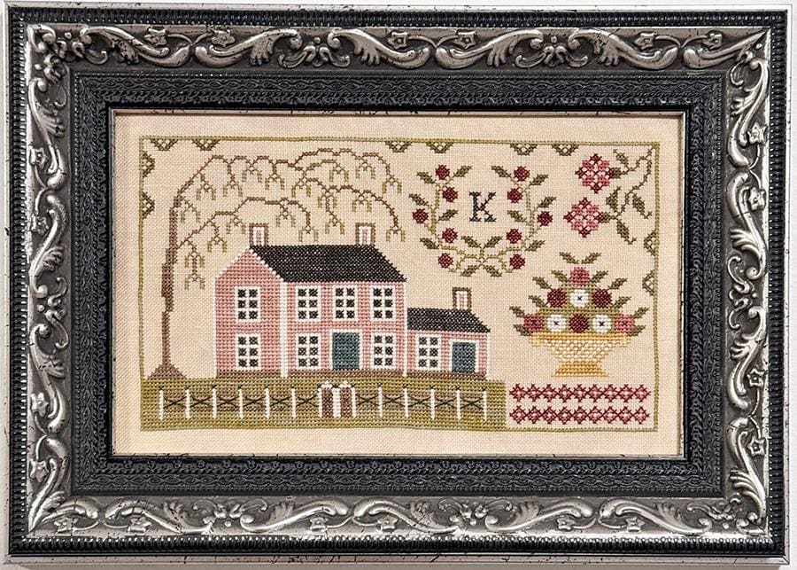 FOX AND RABBIT "Audie's Pink House" Counted Cross Stitch Pattern, Sampler, Chart, Pattern Only