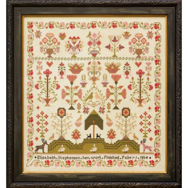 HANDS ACROSS The SEA "2025 Queen of the May ~ Elizabeth Stephenson 1854" Counted Cross Stitch Pattern, Reproduction Sampler, Printed Booklet
