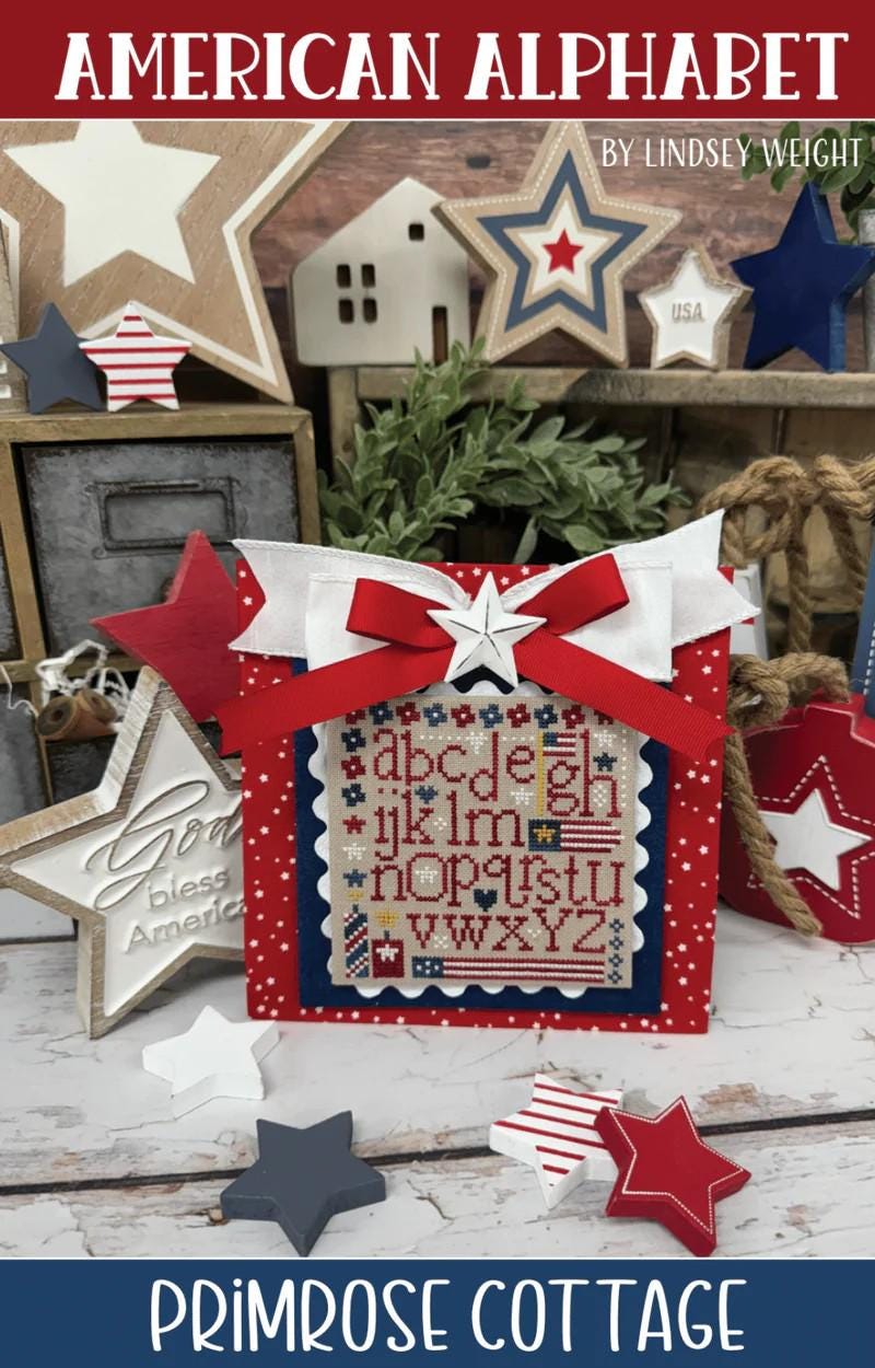 PRIMROSE COTTAGE STITCHES "American Alphabet" Counted Cross Stitch Pattern, Chart and Pattern Only