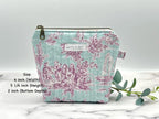 Project Bag  Quilted Zipper Pouch ~ Accessory Bag Burgundy French Toile De Jouy ~ Cosmetic Bag