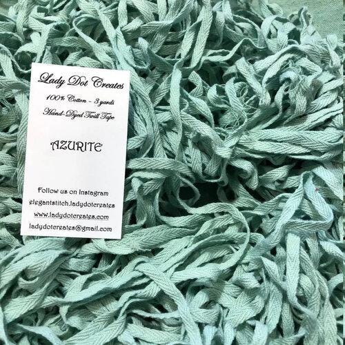 AZURITE ~ Twill Tape Trim by Lady Dot Creates  3 Continuous Yards  Hand-Dyed  100% Cotton  Finishing  Craft Project Trim