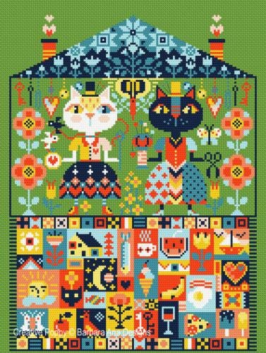 BARBARA ANA DESIGNS "Crafty Cats" Counted Cross Stitch Pattern, Chart, Pattern Only