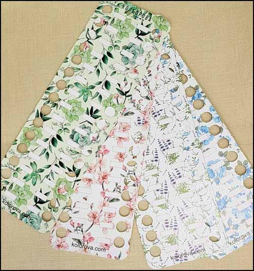 Floral Thread Organizers  Pack of 4  Floral Prints, Holds 30 Colors, 11" x 3.5"