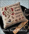 THE SCARLETT HOUSE "Black Swan Pinkeep" Counted Cross Stitch Pattern, Chart, Sampler Alphabet, Pattern Only