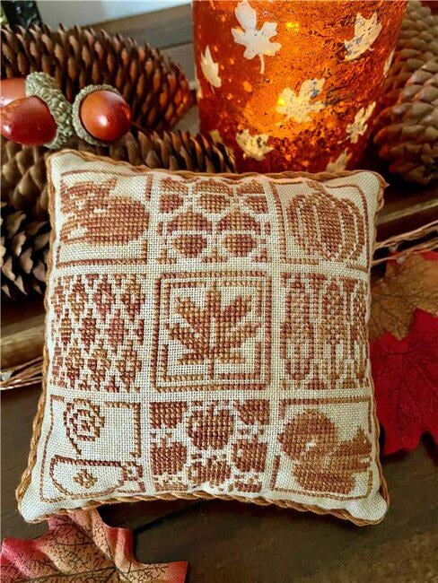 FLOSSABILITIES "Autumn Pillow"  Counted Cross Stitch Pattern  Chart, Fall, Thanksgiving, Pattern Only