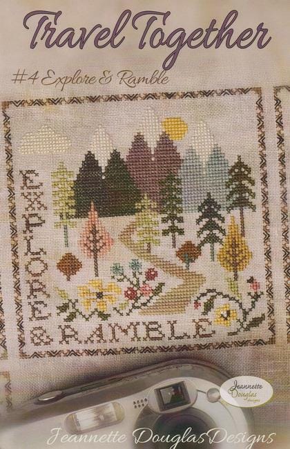 JEANNETTE DOUGLAS DESIGNS "Travel Together #4 Explore & Ramble" Counted Cross Stitch Pattern, Chart, Pattern Only