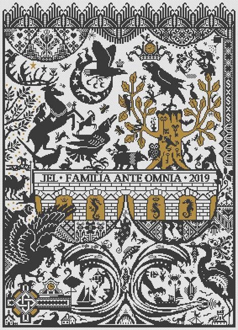 LONG DOG SAMPLERS "The Raven"  Counted Cross Stitch Pattern  Sampler, Chart, Pattern Only