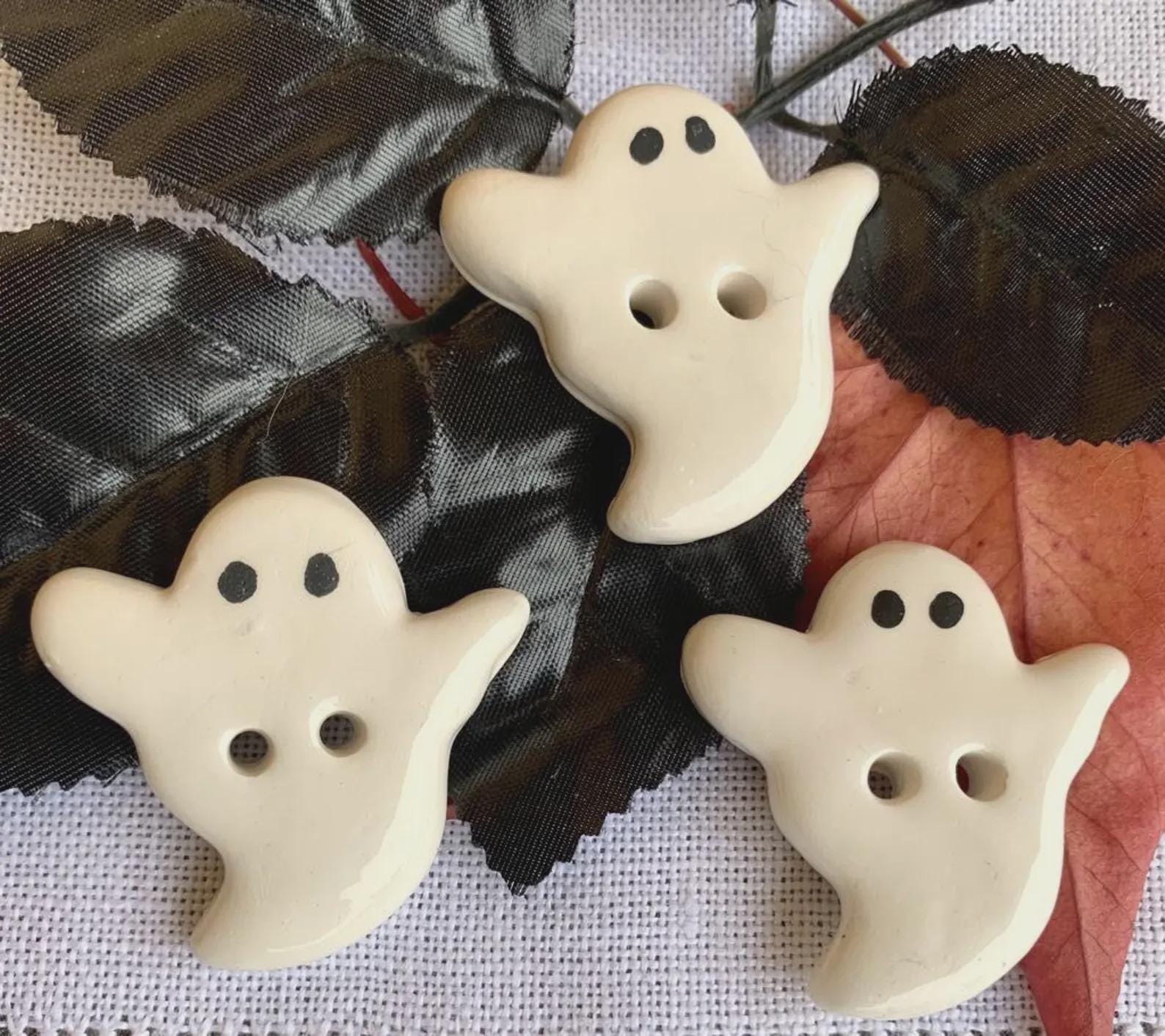 Rovaris ~ Ceramic Ghost Button, Handmade from Samone, Italy