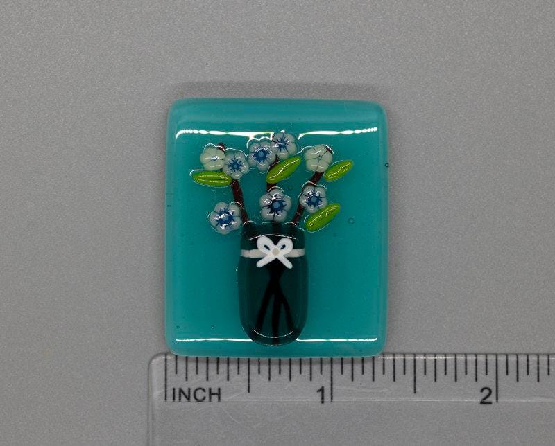 BEAU VERRE ART "Peacock Mason Jar Fused Glass Needle Minder"  Magnet  Needleminder  One-of-a-Kind, Handcrafted with Love by Kelly