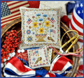 CROCETTE A GOGO "Patriotic Basket"  Counted Cross Stitch Pattern  with Scissor FOB, Flowers, Americana, Patriotic, Italy, Paper Pattern