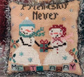 ANNIE BEEZ Folk Art "Friendship Never Melts Away" Counted Cross Stitch Pattern, Chart, Christmas, Pattern Only