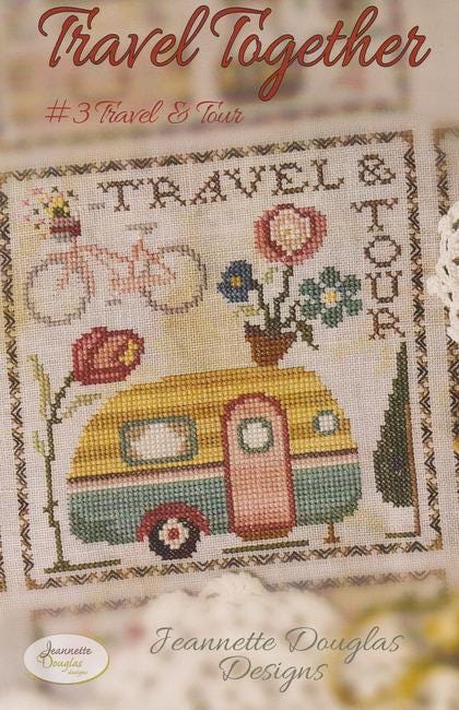 JEANNETTE DOUGLAS DESIGNS "Travel Together #3 Travel & Tour" Counted Cross Stitch Pattern, Chart, Pattern Only