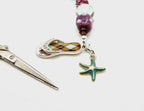 Kelly Clark Studio ~ Argyle FlipFlop Aqua & Plum Scissor Fob, Scissor Find, Lanyard Fob, Keyfob, Purse Fob