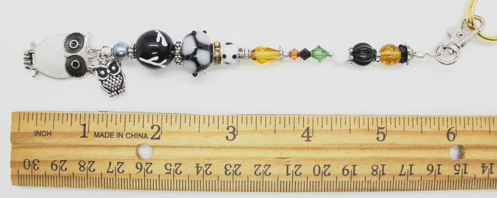 Kelly Clark Studio ~ White Owl Scissor Fob, Scissor Find, Lanyard Fob, Keyfob, Purse Fob
